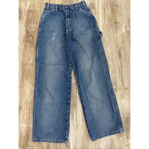 Route 66 Carpenter Cargo Jeans High Rise Wide Leg Denim Women’s Junior’s Sz 9/10